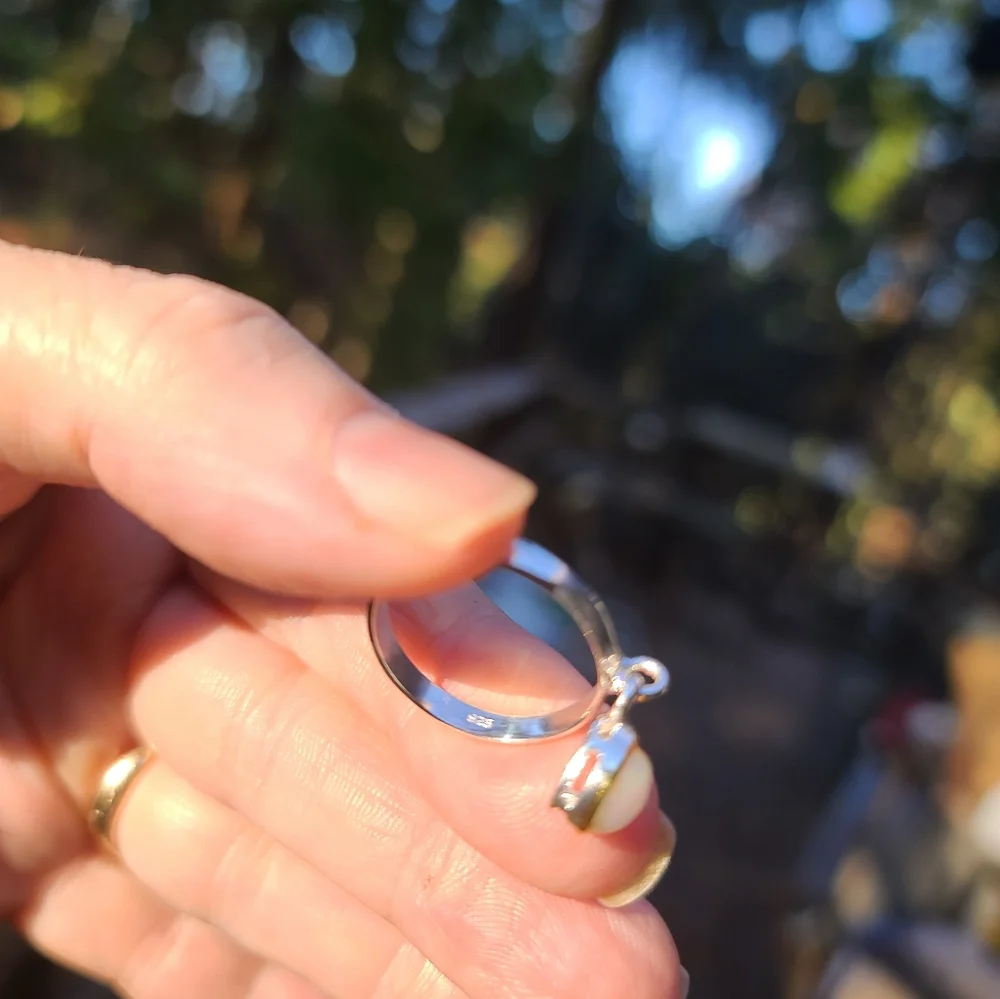 Fire 🔥 Opal sterling & gold charm ring sz8 - Picture 3 of 10